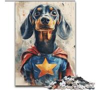 Rompecabezas de 1000 Piezas para Adultos, diseño de Superman Dachshund, de Madera, Ideal para cumpleaños, Halloween, Acción de Gracias y Pascua, tamaño 50x75cm