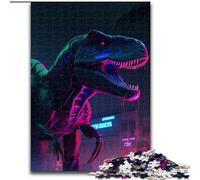 Rompecabezas de 1000 Piezas para Adultos,diseño de T-Rex neón,de Madera,Ideal para Regalar a Hombres y Mujeres,Ideal para Uso Diario y Ocasiones Especiales,Ideal para una Noche de Juegos en Familia