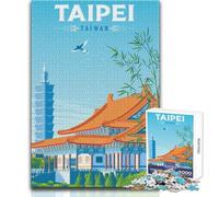 Rompecabezas de 1000 Piezas para Adultos, diseño de Taipéi, Taiwán, con impresión artística, Juegos educativos, Regalo antiestrés para cumpleaños, tamaño 38x26cm
