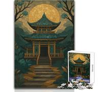 Rompecabezas de 1000 Piezas para Adultos, diseño de Templo asiático en un Bosque, Estilo Mosaico, Acogedor y Relajante, Juguete de Alta precisión y Ajuste, tamaño 38x52cm