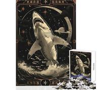 Rompecabezas de 1000 Piezas para Adultos diseño de tiburón Blanco Cartas del Tarot Juguetes para armar Regalos para Mujeres y Hombres Juego Educativo con póster a Juego y Hoja de Trivia (50x75cm)
