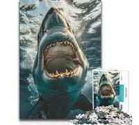 Rompecabezas de 1000 Piezas para Adultos, diseño de tiburón Blanco, Juego Educativo Familiar, Ideas de Regalo educativas, 38x26cm (1000 Piezas)