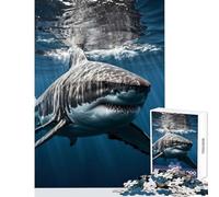 Rompecabezas de 1000 Piezas para Adultos diseño de tiburón Blanco Submarino Ideal para decoración del hogar Regalo para Juegos educativos Actividades Divertidas en casa tamaño 38x26cm
