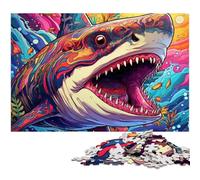 Rompecabezas de 1000 Piezas para Adultos, diseño de tiburón, Ideal como Rompecabezas para Decorar el hogar, Juego de ingenio, 26x38cm/10,23x14,96 Pulgadas.