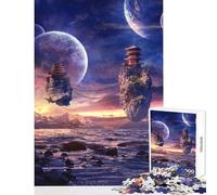 Rompecabezas de 1000 Piezas para Adultos diseño de Tierra Flotante decoración de Pared Obra de Arte Regalo para Juego Educativo colección de Artistas Bellas Artes tamaño 38x26cm