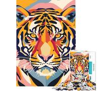 Rompecabezas de 1000 Piezas para Adultos diseño de Tigre Abstracto Plano Divertido para Disfrutar en casa en Familia Juego Imposible para Mayores de 14 años Juego de Rompecabezas Incluido (38x26cm)