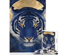 Rompecabezas de 1000 Piezas para Adultos diseño de Tigre Azul Real Ideal para ejercitar la Mente y Mejorar la Memoria Actividades Divertidas para Hacer en casa (tamaño 38x26cm)