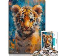 Rompecabezas de 1000 Piezas para Adultos diseño de Tigre bebé Sonriente Ideal para Jugar en Familia o como Regalo de cumpleaños Dificultad Alta (50x75cm)