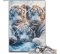Rompecabezas de 1000 Piezas para Adultos, diseño de Tigre Blanco, Apto para Mayores de 14 años, Ideal para Juegos educativos, Manualidades, Obras de Arte y Regalos (tamaño 26x38cm)
