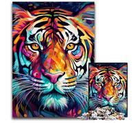 Rompecabezas de 1000 Piezas para Adultos, diseño de Tigre de Colores, Ideal para Decorar y Regalar, 26x38cm/10,23x14,96 Pulgadas.