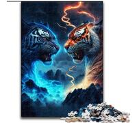 Rompecabezas de 1000 Piezas para Adultos, diseño de Tigre de Hielo y Fuego, Ideal para Juegos educativos y decoración del hogar (tamaño 50x75cm)