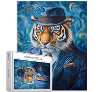 Rompecabezas de 1000 piezas para adultos, diseño de tigre en traje de Van Gogh, arte de pintura al óleo, rompecabezas colorido para decoración del hogar, regalos, rompecabezas familiar, perfecto para