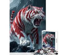 Rompecabezas de 1000 Piezas para Adultos diseño de Tigre místico Rojo y Blanco Juguete Educativo Regalo Divertido para Juegos educativos Cada Pieza es única tamaño 38x26cm