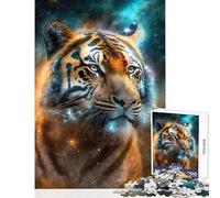 Rompecabezas de 1000 Piezas para Adultos diseño de Tigre nebuloso místico Juguetes antiestrés Regalo de cumpleaños Juego Imposible con póster a Juego y Hoja de Trivia (38x52cm)