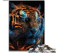 Rompecabezas de 1000 Piezas para Adultos, diseño de Tigre neón de Madera, Ideal para cumpleaños, Navidad y Halloween, 50x75cm, Ideal para decoración artística