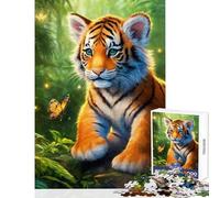Rompecabezas de 1000 Piezas para Adultos diseño de Tigre y Mariposa Ideal para Decorar el hogar Regalos Juegos Familiares con Piezas aleatorias Que se entrelazan tamaño 50x75cm