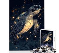 Rompecabezas de 1000 Piezas para Adultos diseño de Tortuga Marina con Luces Brillantes Juguetes antiestrés Regalos para Mujeres y Hombres Juego Educativo interacción Entre Padres e Hijos 38x26cm