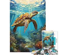 Rompecabezas de 1000 Piezas para Adultos diseño de Tortuga Marina y Acuario Ideal para Adolescentes Juegos relajantes decoración del hogar y Actividades Divertidas en casa (tamaño 50x75cm)