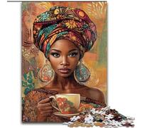 Rompecabezas de 1000 Piezas para Adultos, diseño de una Hermosa Mujer Africana, 50x75cm, Juego Interactivo para la Familia, Apto para Mayores de 14 años