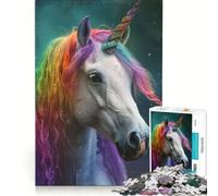 Rompecabezas de 1000 Piezas para Adultos diseño de Unicornio arcoíris Ideal para Relajarse con Corte de precisión Decorar el Escritorio 50x75cm