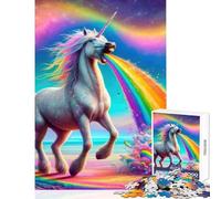 Rompecabezas de 1000 Piezas para Adultos diseño de Unicornio arcoíris vomitando Juguetes antiestrés Regalos para Mujeres y Hombres Juego Familiar Actividades Divertidas en casa tamaño 38x26cm