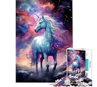 Rompecabezas de 1000 Piezas para Adultos diseño de Unicornio cósmico de fantasía Juguetes antiestrés Que mejoran la Memoria cumpleaños y Navidad (38x26cm)