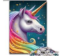 Rompecabezas de 1000 Piezas para Adultos, diseño de Unicornio de Madera, tamaño 50x75cm, Ideal para familias y decoración del hogar Navidad para Adolescentes.