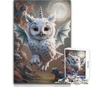 Rompecabezas de 1000 Piezas para Adultos, diseño de Unicornio, dragón y búho, híbrido, para Relajarse y Disfrutar del Tiempo Libre, con Bordes de precisión Finos, Juguete Artesanal, tamaño 38x26cm