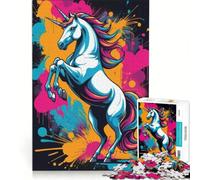 Rompecabezas de 1000 Piezas para Adultos diseño de Unicornio para Colorear Juegos educativos Carrera de Velocidad Manual Toda la Familia 38x52cm