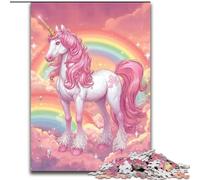 Rompecabezas de 1000 Piezas para Adultos, diseño de Unicornio Rosa, Rompecabezas difícil para Adultos, Juego Interactivo Familiar, decoración del hogar, Regalo desafiante de 26x38cm