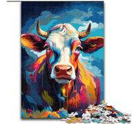 Rompecabezas de 1000 Piezas para Adultos, diseño de Vaca de Colores, de Madera Padres, Parejas y Amigos Edades 14+ 50x75cm Juego Interactivo Familiar