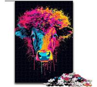 Rompecabezas de 1000 Piezas para Adultos, diseño de Vaca de Colores, de Madera Un Regalo Ideal para la diversión Familiar 50x75cm Ideal para Fiestas, cumpleaños y Noches de Juegos en Familia
