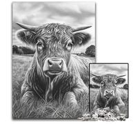 Rompecabezas de 1000 Piezas para Adultos, diseño de Vaca de Las Tierras Altas, de Madera, Ideal para una Noche de Juegos en Familia, Obra de Arte Decorativa DIY, 50x75cm