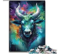Rompecabezas de 1000 Piezas para Adultos, diseño de Vaca Encantadora, de Madera, Ideal para cumpleaños, Navidad y Halloween, 50x75cm, Ideal para decoración artística