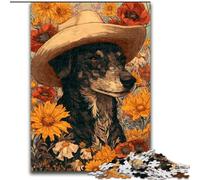 Rompecabezas de 1000 Piezas para Adultos, diseño de Vaqueras y Perros Entre Flores Silvestres Ejercita el Cerebro Juguetes adictivos para Cultivar la Paciencia Decoración 50x75cm