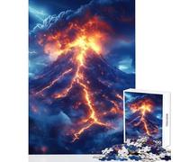 Rompecabezas de 1000 Piezas para Adultos diseño de volcán en erupción con Rayos Juguete Educativo Regalo de cumpleaños para Juegos educativos difícil y desafiante tamaño 38x52cm