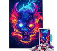Rompecabezas de 1000 Piezas para Adultos diseño de Yokai Oni neón Juego Interactivo para Adultos decoración de Pared desafío Educativo (tamaño 38x52cm)