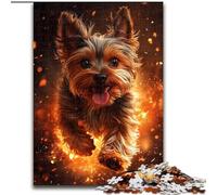 Rompecabezas de 1000 Piezas para Adultos, diseño de Yorkshire Terrier en Llamas, 26x38cm, Ideal para una Noche de Juegos en Familia, Ideal para Decorar