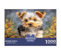 Rompecabezas de 1000 Piezas para Adultos, diseño de Yorkshire Terrier en otoño, 100% cartón Reciclado, The Impossible Challenge, 38 x 26 cm (1000 Piezas)