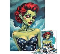 Rompecabezas de 1000 Piezas para Adultos diseño de Zombie Pin-up Ideal para cumpleaños Navidad diversión Familiar y decoración del hogar Apto para Mayores de 14 años (38x26cm)
