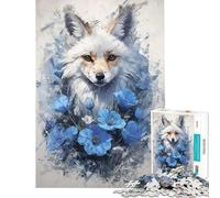 Rompecabezas de 1000 Piezas para Adultos diseño de Zorro Azul Ideal para Relajarse un desafío difícil y Reducir el estrés (tamaño 38x52cm)