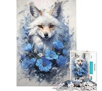 Rompecabezas de 1000 Piezas para Adultos diseño de Zorro Azul Juego de ingenio para Adultos antiestrés difícil y desafiante (tamaño 38x26cm)