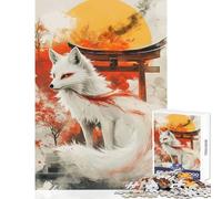 Rompecabezas de 1000 Piezas para Adultos diseño de Zorro Blanco con Cola roja Ideal como decoración de Pared Juego práctico para Mejorar el Amor Entre Parejas tamaño 38x52cm