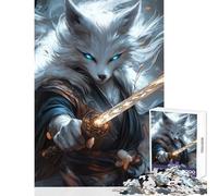 Rompecabezas de 1000 Piezas para Adultos diseño de Zorro Blanco Guerrero decoración del hogar Juguetes Ideas de Regalo Juego Educativo Adecuado para decoración de Escritorio tamaño 38x52cm