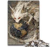 Rompecabezas de 1000 Piezas para Adultos, diseño de Zorro Blanco y Tierra, Ideal para Pasar el rato en casa, con póster y Hoja de Trivia a Juego, 50x75cm