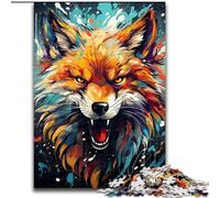 Rompecabezas de 1000 Piezas para Adultos, diseño de Zorro Colorido y extraño. Regalo Divertido para la Familia. Diseño Abstracto Vibrante (tamaño 50x75cm).