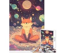 Rompecabezas de 1000 Piezas para Adultos diseño de Zorro meditando en el Espacio Juguetes antiestrés Regalos para Mujeres y Hombres Juego Imposible difícil y desafiante tamaño 50x75cm