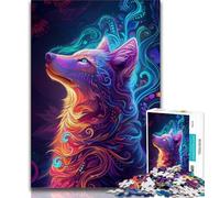 Rompecabezas de 1000 Piezas para Adultos diseño de Zorro psicodélico Ideal para Adolescentes Juguete Educativo Intelectual y Relajante Regalo de Amigo Secreto (26x38cm)