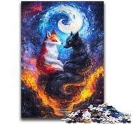 Rompecabezas de 1000 Piezas para Adultos, diseño de Zorro Yin Yang, Ideal para Pasar el rato en casa con Piezas aleatorias Que se entrelazan (50x75cm)