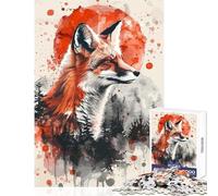 Rompecabezas de 1000 Piezas para Adultos diseño de Zorros y Acuarela Juegos Ideal como Lista de Deseos con Papá Noel tamaño 38x52cm